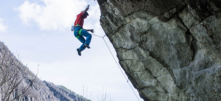 Man using Edelrid rock Climbing Harness